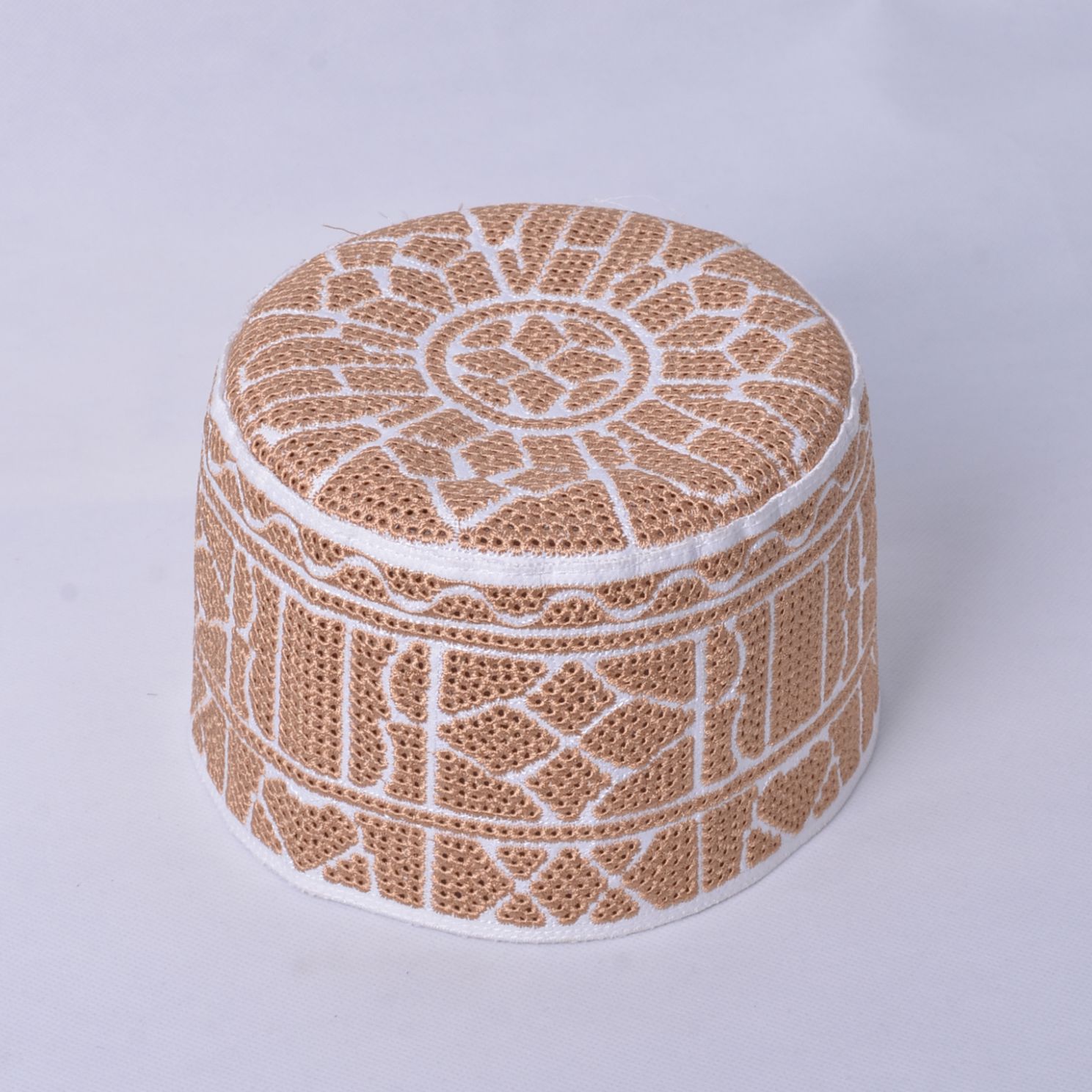 Latest Design Quick-Drying Embroidered Cotton Elastic Yellow Islamic Men Cotton Cap