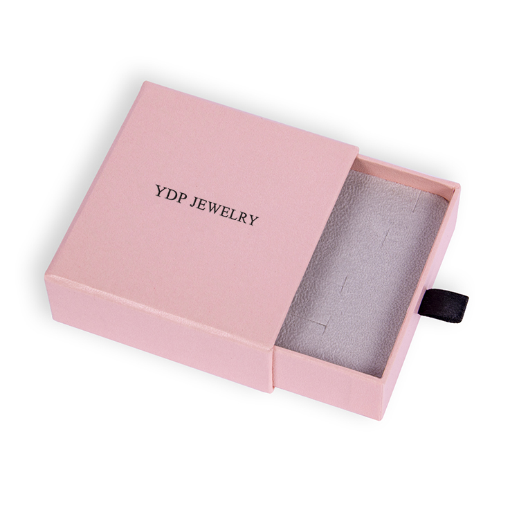 Custom Printed Jewelry Box Personalized Logo Jewerly Necklace Packaging Drawer Cardboard Box and Microfiber Jewelry Pouch Bag
