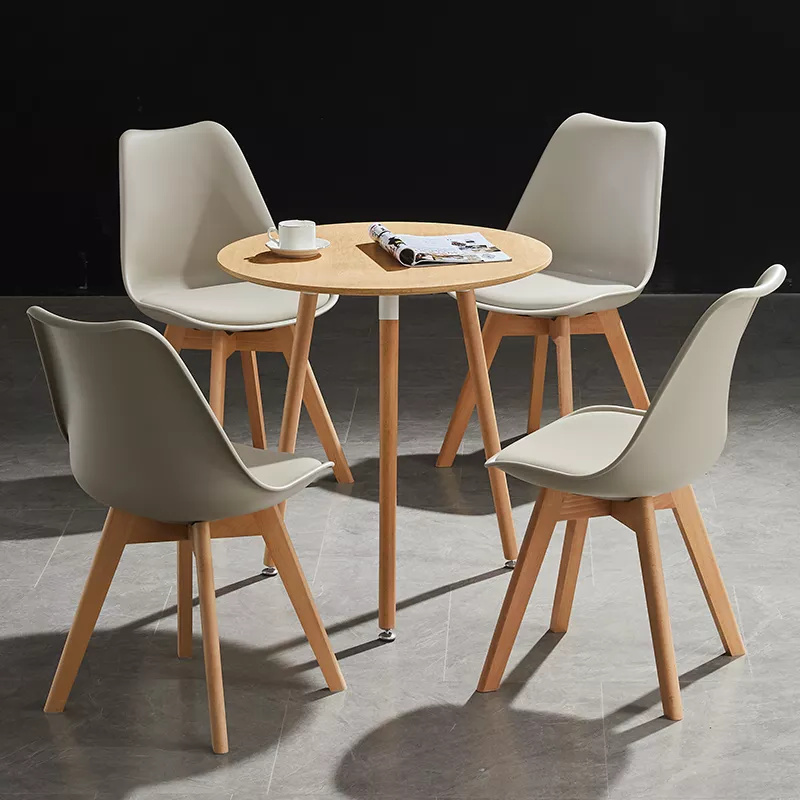 Оптовая продажа Nordic столовый набор мебели Comedor 4 Sillas фон для фотосъемки в современном стиле с круговой белый МДФ круглые Кафе Кухня Обеденный стол/туалетный столик и стул