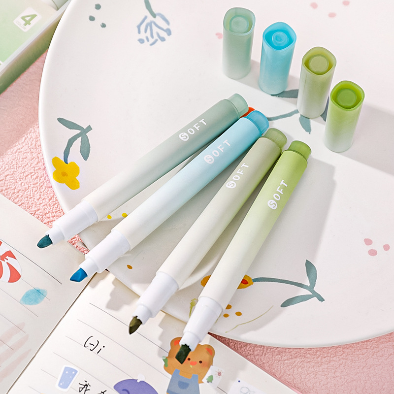 Bview Art Soft Chisel Tip Assorted Colors Durable Gradual Pastel Highlighter Marker Pens For Coloring Marking Out Drawing