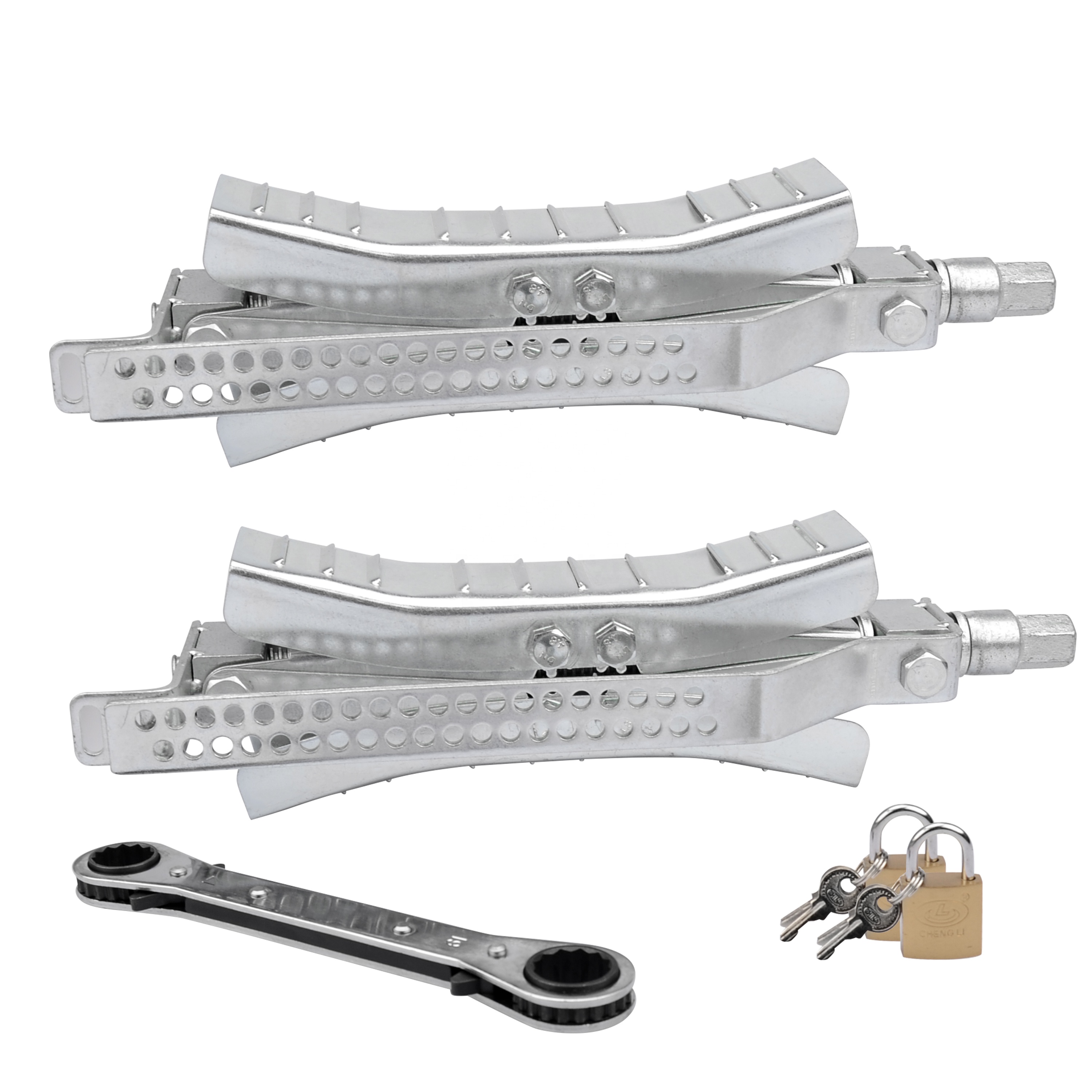LS9284 Camper Wheel Chock Stabilizer Scissor 2 Sets for RV Travel Trailer tire