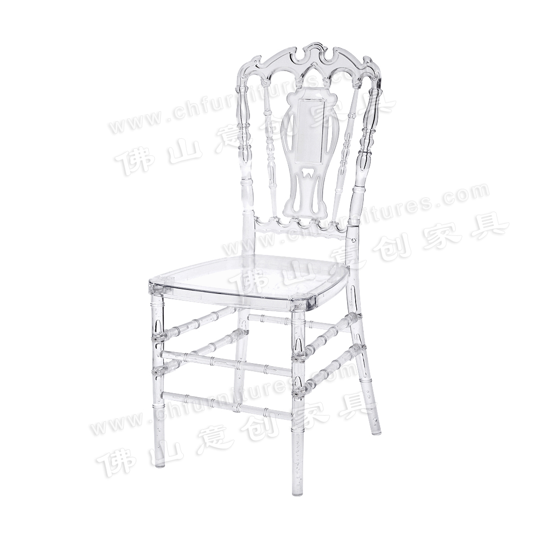 Fashionable Plastic Crystal Acrylic Transparent Wedding Backrest Complex Napoleon Chair