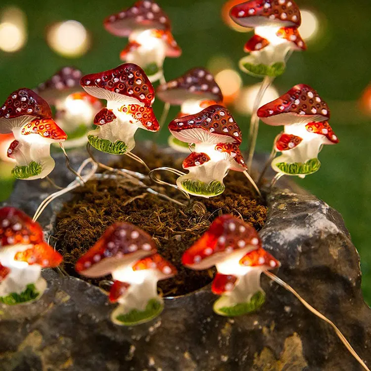 Outdoor Solar Garden Lights Cute Shape Landscape mushroom string lights