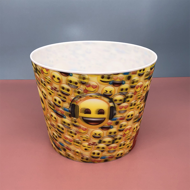 Wholesale Colorful 3D Lenticular Printing Emoticons Popcorn Buckets Custom Plastic Popcorn Bucket For Kids
