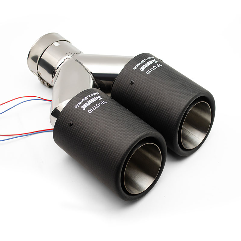 Racing car stainless steel carbon fiber LED exhaust tips "Y" branch exhauet pipes 250*186*63mm