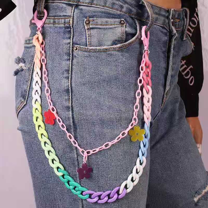 WAC2105 ShangJin Fashion Trousers chain Hip-hop waist chain colorful girl waist chain