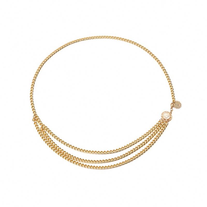 Fashion Gold Silver Alloy Multi-layer Exaggerated waist Chain Female Adjustable Alloy Waist Chain Belt V277-1