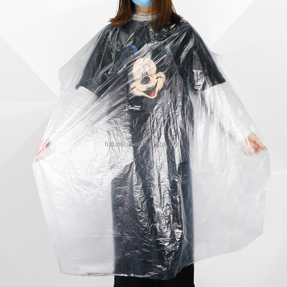 Transparent Disposable Hair Capes Waterproof Hair Cutting Disposable Salon accessories Hairdressing Capes for Barbershop