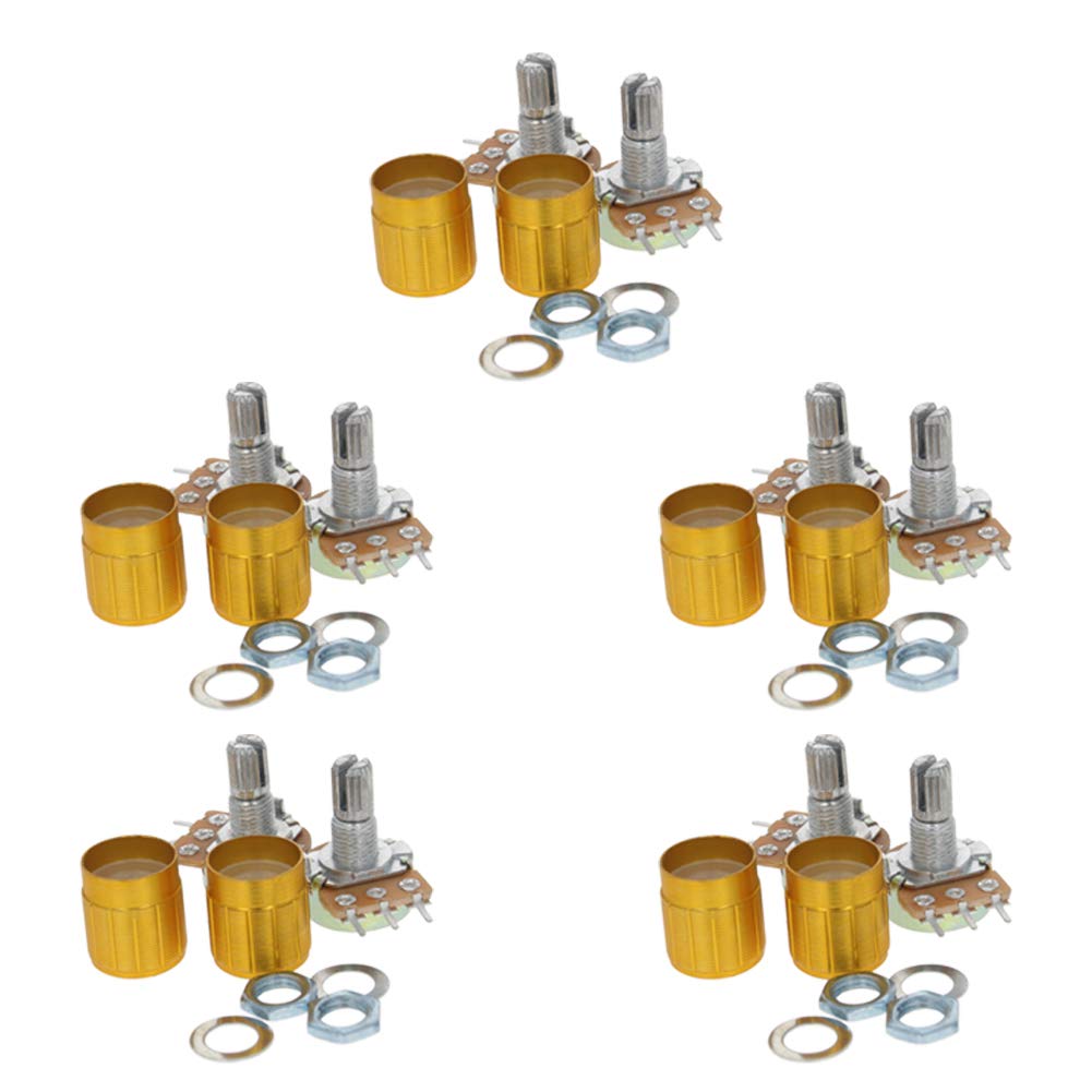 3 pin WH148 1K 5K 10K 50K 100K 250K 500K Ohm рифленый вал потенциометра Линейный Поворотный Конус Потенциометр с золотой ручка комплект
