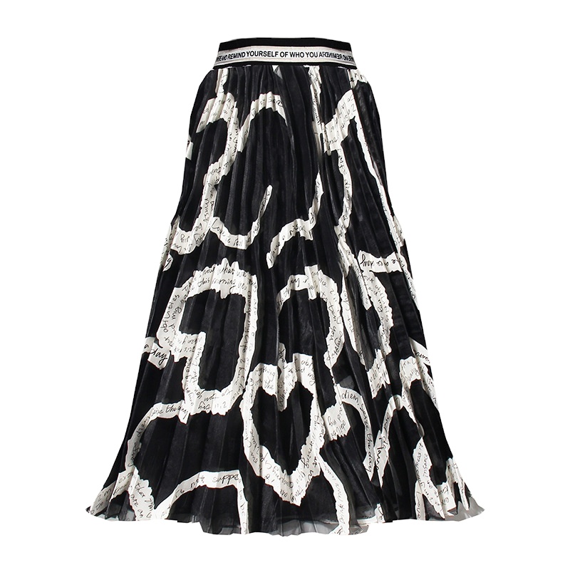 Fashion Summer Organza Pleated High Waist Large Swing Umbrella Skirt Mid-length Women's Skirts Long