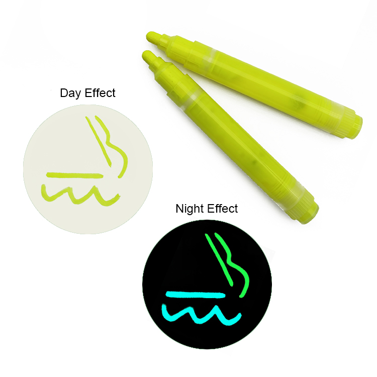 customized logo with tire fluores highlighter marker luminous marker pen in the dark for DIY