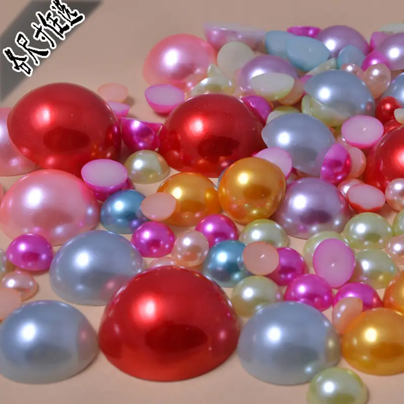 2/3/4/5/6/7/8mm Flat Back Half Round Pearl Cabochon Bead Loose Beads Gem for Nail Craft Scrapbook DIY Decoration