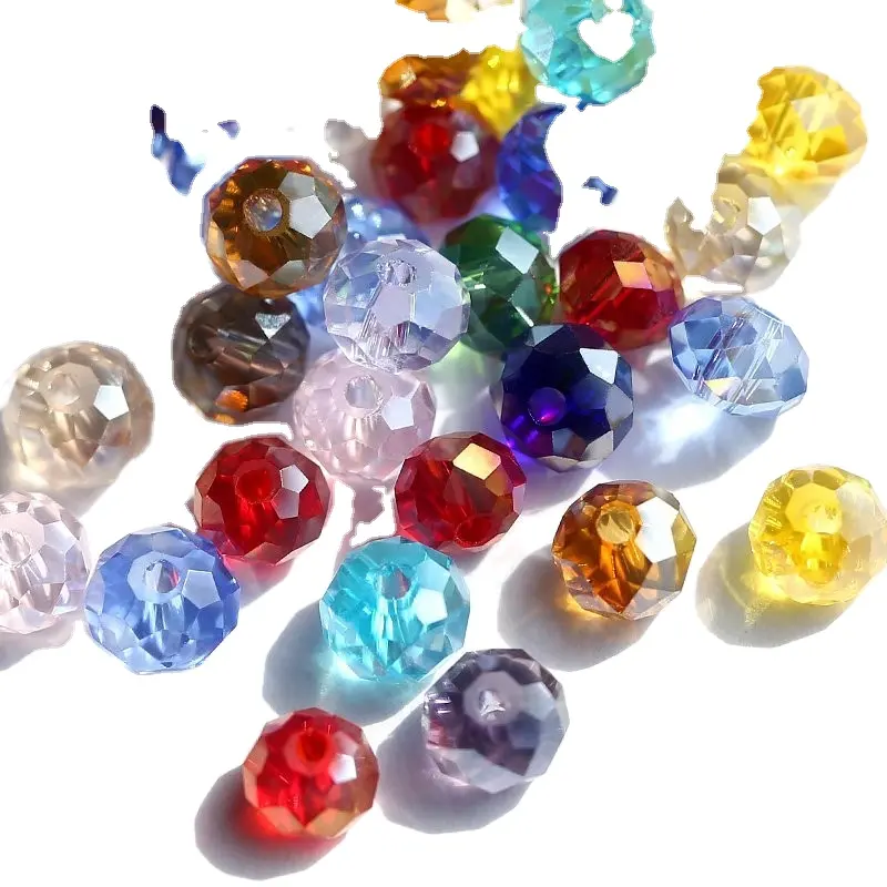 Wholesale Factory Price Colorful Gemstones 8mm Round Glass Crystal Rondelle Beads For Jewelry Making