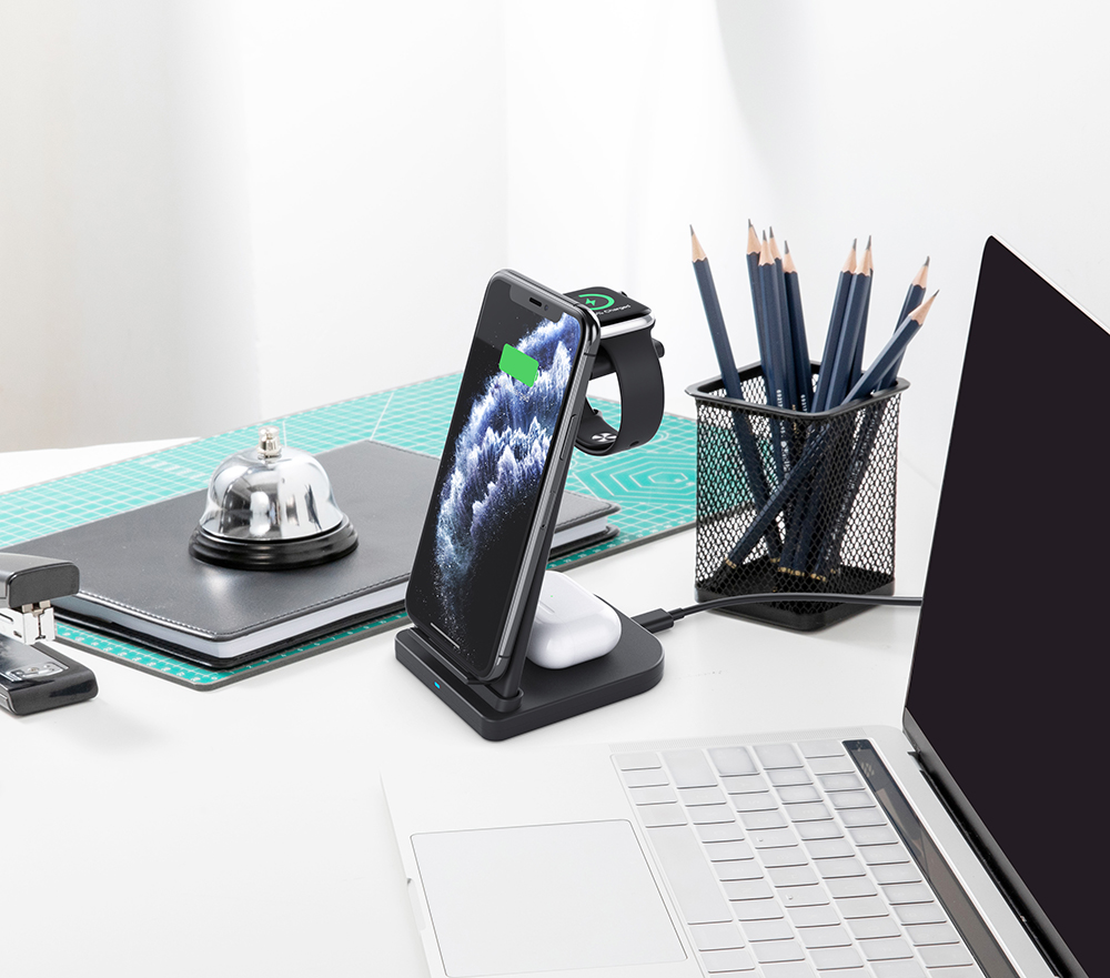 Зарядка для сотового телефона с дышащей синей подсветкой PD 3,0 Для iPhone 12, умные часы, беспроводное зарядное устройство