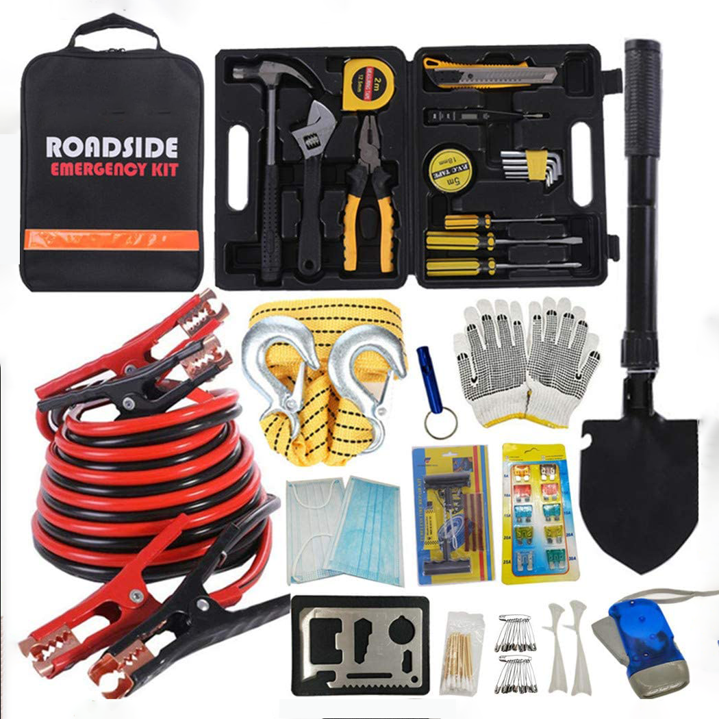 Light Portable 14 in 1 Premium Roadside Car Assistance Emergency Tools Kit With First Aid Kit Waterproof Car Safety Kit