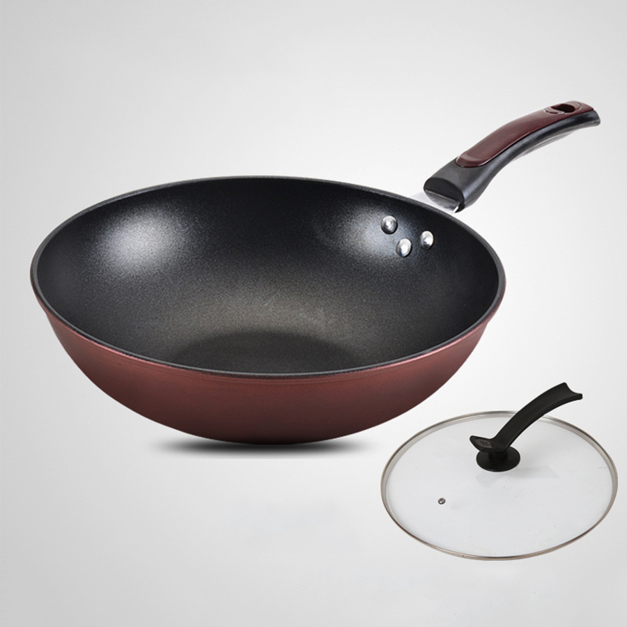 Low Price Wholesale High Quality Korean Cast Iron Gas Cooker Professional Cooking Non Stick Flat Bottom Wok Pan