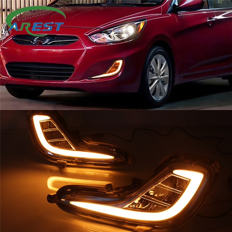 Дневные ходовые огни Carest, 1 пара, противотуманные фары для Hyundai Accent Solaris Verna 2010 2011 2012 2013