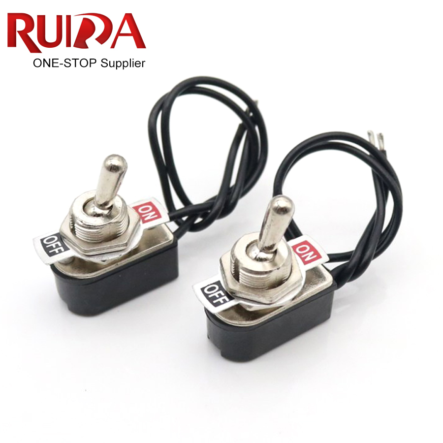 Высокое качество KNS-1 6A 250В AC ВКЛ-ВЫКЛ Prewired Стандартный тумблер кулисный переключатель 12В 10А SPST тумблер с проводами