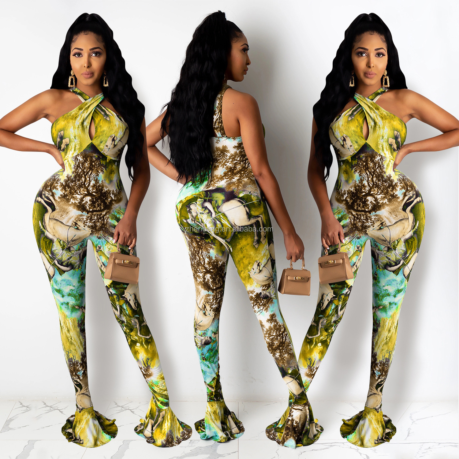 Dropship 2021 Amazon hot style Loose casual multi-pocket camouflage women's trousers