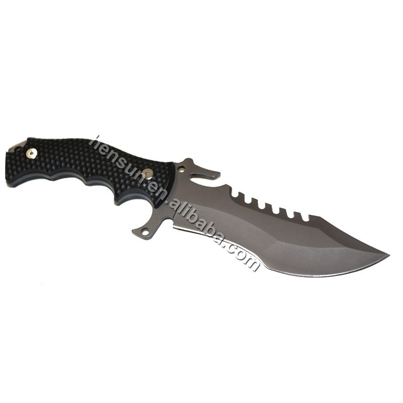 27cm high quality plastic handle outdoor multifunction hunting knife with nylon sheath