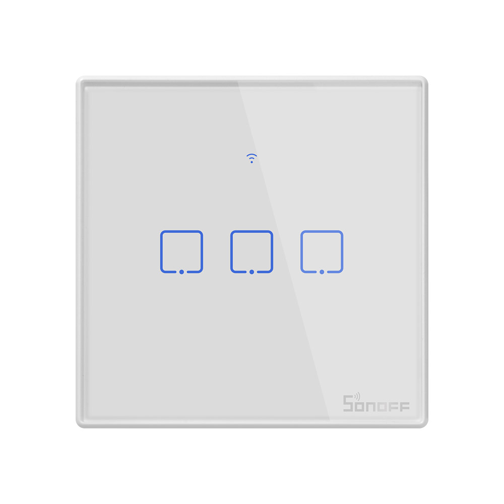 Интеллектуальный выключатель света SONOFF T2UK 3C TX 3 банда Wi-Fi стеклянная панель сенсорный пульт дистанционного управления настенный APP/голос/RF управление свет сроки переключатель работает с Alexa