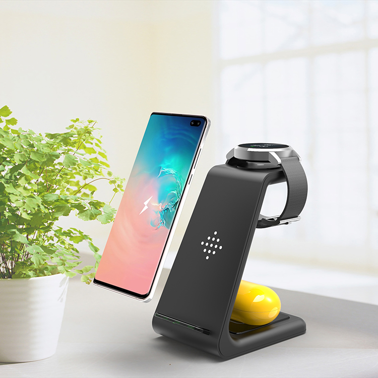 3 в 1 беспроводная зарядная подставка портативный Samsung Galaxy Watch Active/Galaxy Buds 10 Вт Быстрая Зарядка qi Беспроводное зарядное устройство