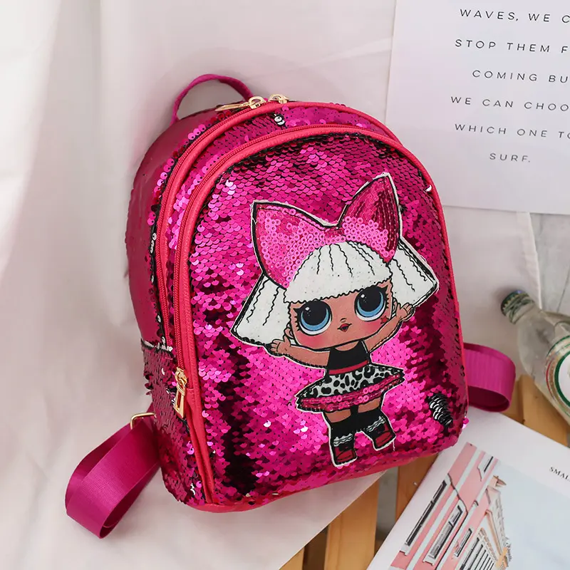 Girl Casual Backpack Cute Cartoon Bag Girl's Kindergarten School Bags Backpack Sequin School Bag For Child