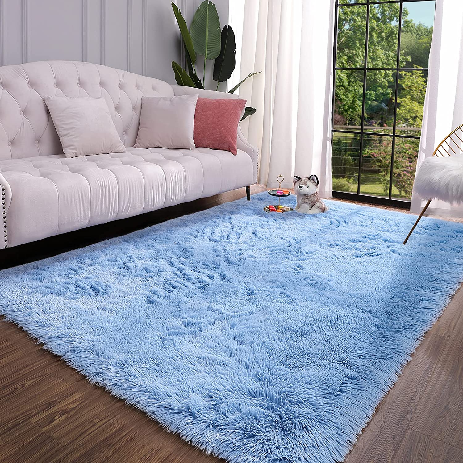 Luxury Floor Carpet Non Slip Fuzzy Accent Rug Plush Fur Rectangle Area Rug for Bedroom