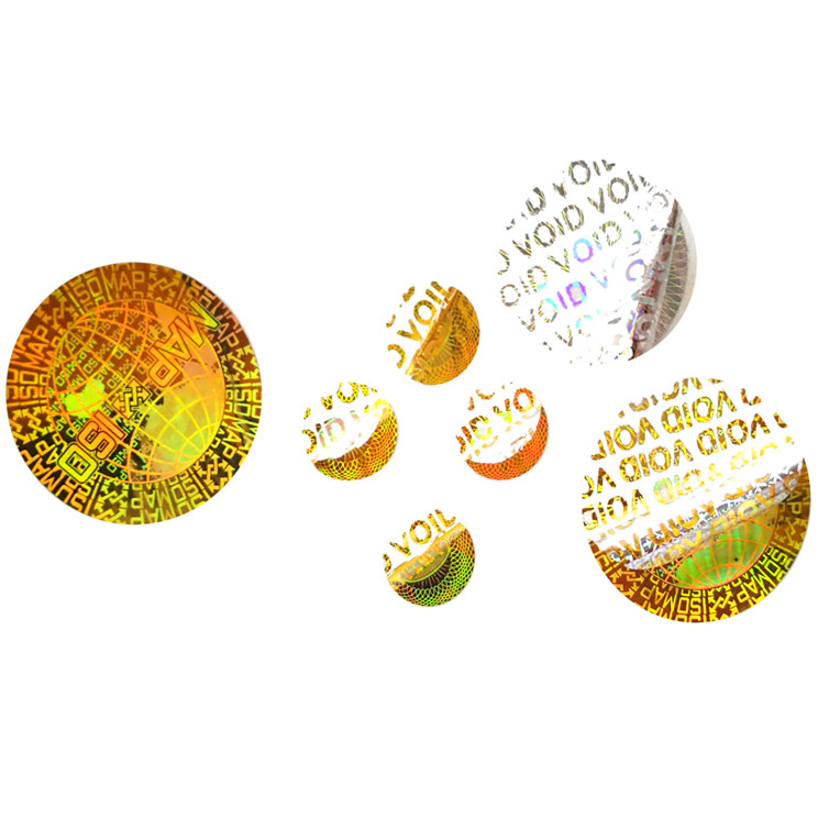 Anti counterfeiting gold hologram label sticker with tamper evident VOID