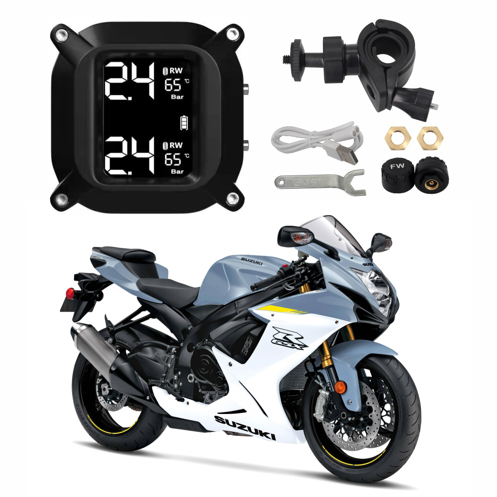 New Tpms Tire Pressure Monitoring System Tpms 2 External Sensors For Motorcycle Tpms