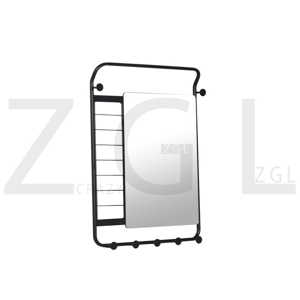 fashion bathroom mirror rack with shelf black metal stock manufacture industrial style
