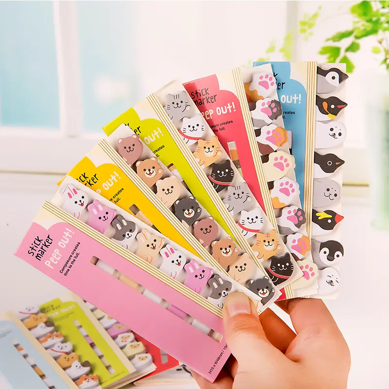 Factory Wholesale Kawaii Creative Stationery Animal Sticky Notes, 2020 New Recycled Cute Index Cards Die-cut bookmark