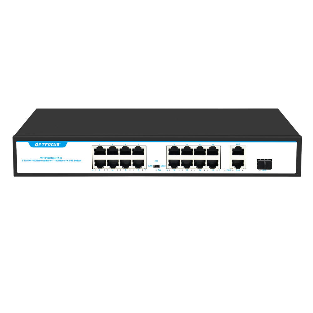 cctv usage SFP+ RJ45 ports 48v PoE switch 16 port switch ethernet poe