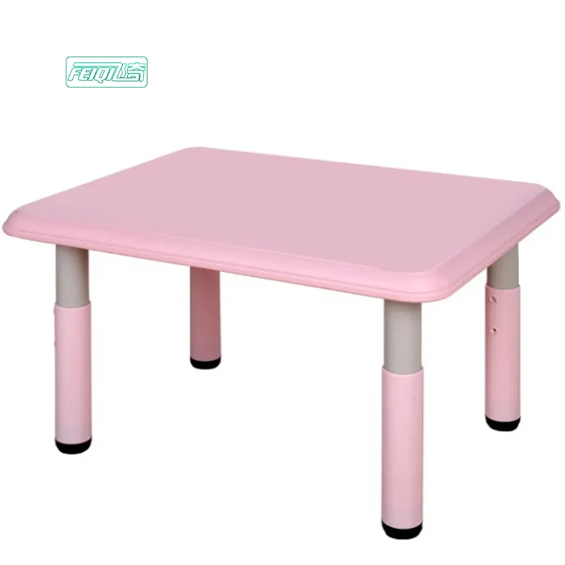 Pink kids study table and chair set plastic for preschool