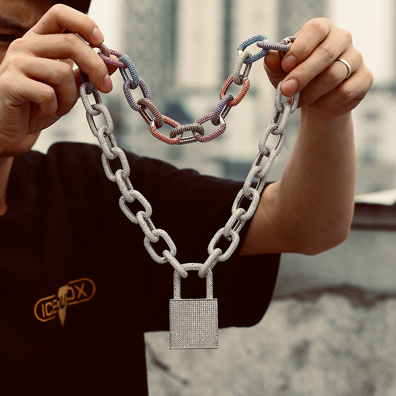 Hiphop Iced Out Diamond Lock Pendant Mens Cz Gold Plated Bling Men Jewelry