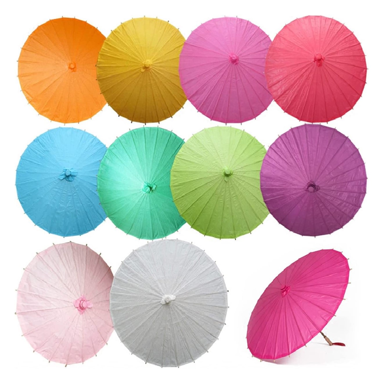 handmade colored pink white art craft vintage parasol japanese chinese traditional diy oil paper umbrella bamboo decoration