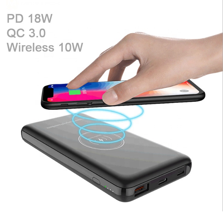 Портативное мини-зарядное устройство 2020 мАч 10000 мАч 18 Вт USB QC3.0 PD Type C с двумя выходами, беспроводное быстрое зарядное устройство для мобильного телефона, внешний аккумулятор 20000