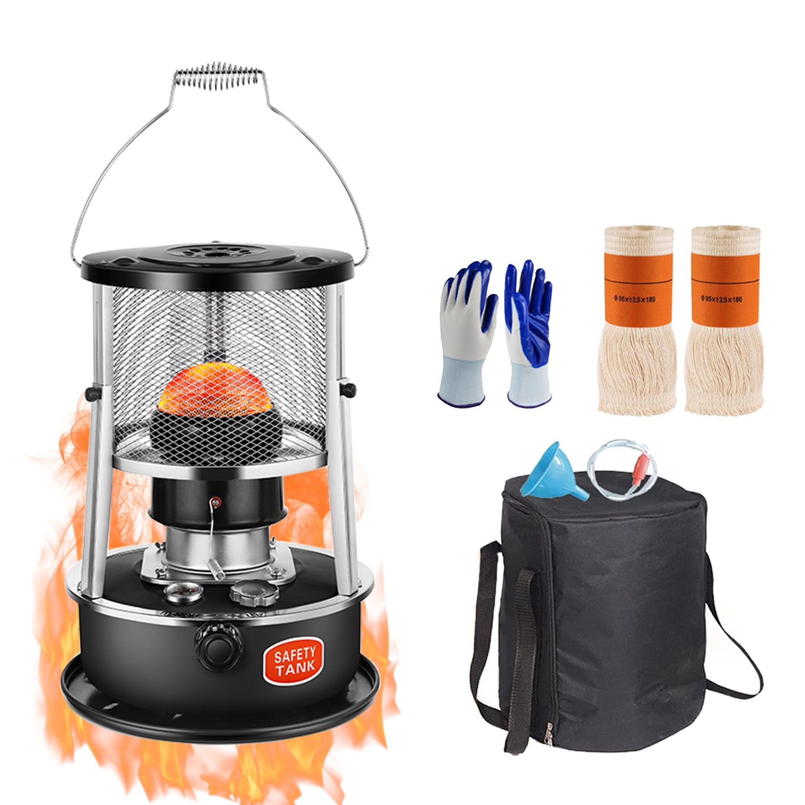 Kerosene Heaters, Kerosene Stove Heater with Stove Bag Lightweight Portable Stainless Steel Oil Heater Glass Burner for Camping