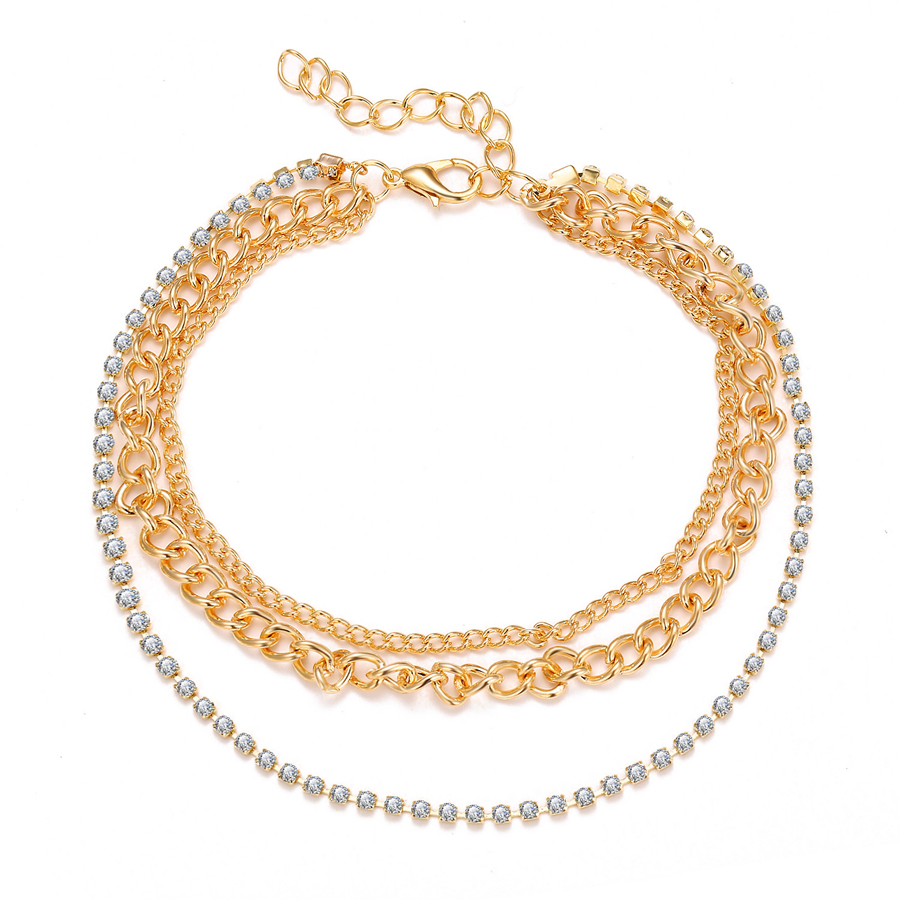 2020 Cheap Fashion Creative Multi-layer Alloy Rhinestone Bohemia Beach Foot Chain Anklet for Women