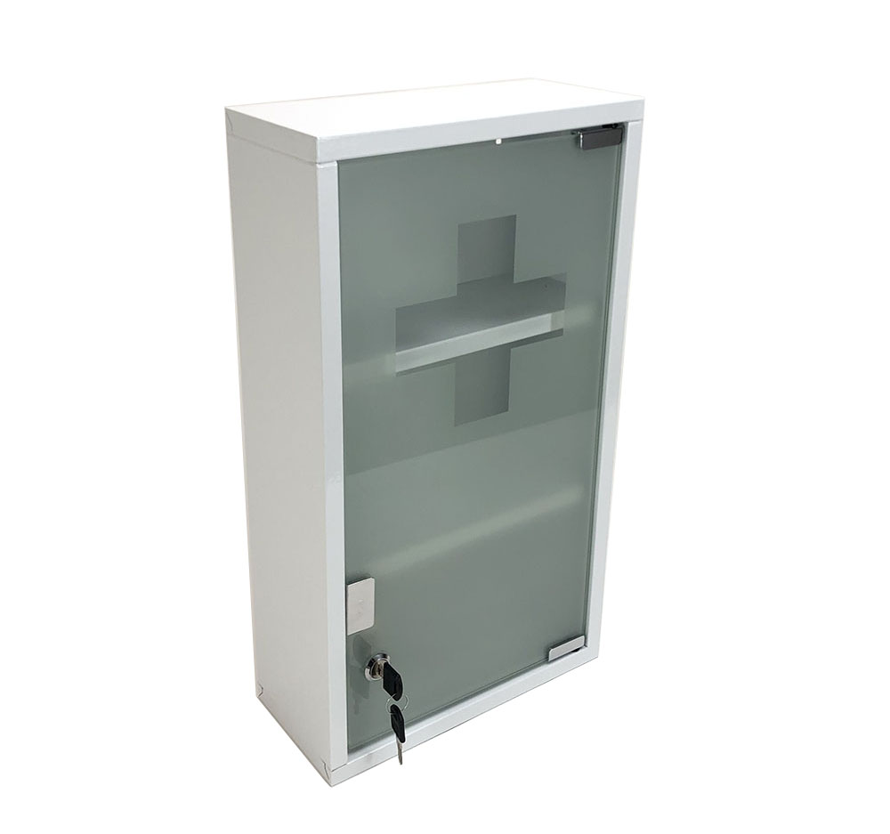 Powder Coated Three Layer Metal Wall Mounting Medicine Box With Glass Door First Aid Kit Medical Box Medicine Storage Cabinet