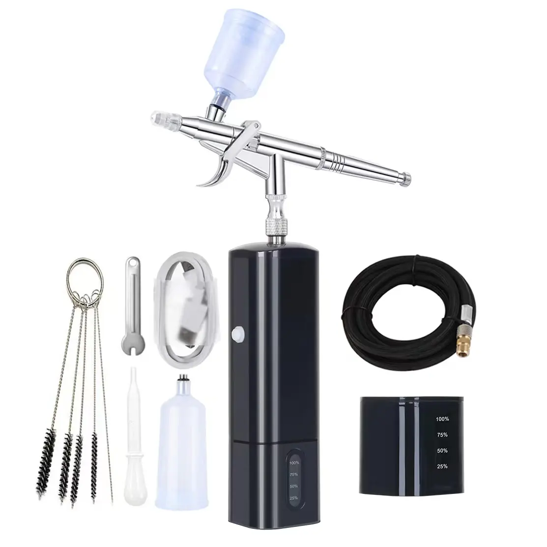 Newest Battery Replaceable Aerografo Integrated Mini Airbrush Barber Makeup Air Brush Compressor With Dual Action Gun Wireless