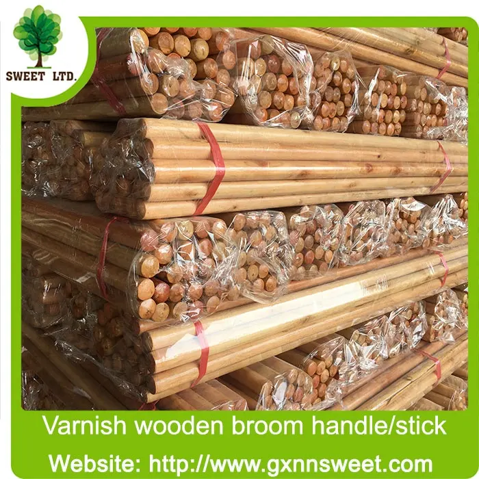 Straight raw material Natural Varnished Paint Wooden broom handles/wooden stick for broom