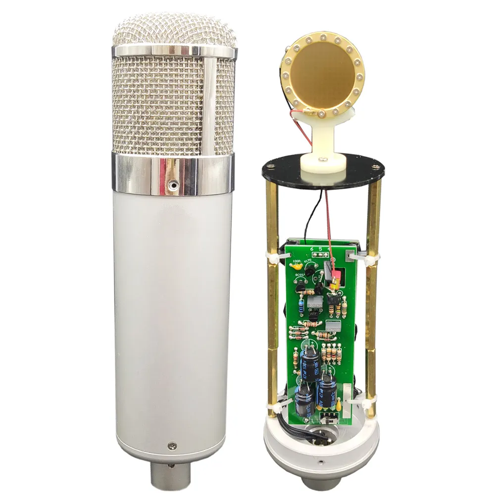 U47 DIY Studio Microphone Body Shell Case Silver Color Chrome Plated Basket with Metal Shock Mounting Mic Stand