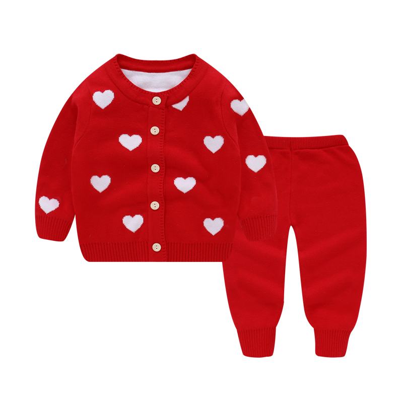 Baby sweater suit sweater 2021 spring and autumn new baby clothes knitting cardigan baby sweater wholesaleFashion heart sweaters