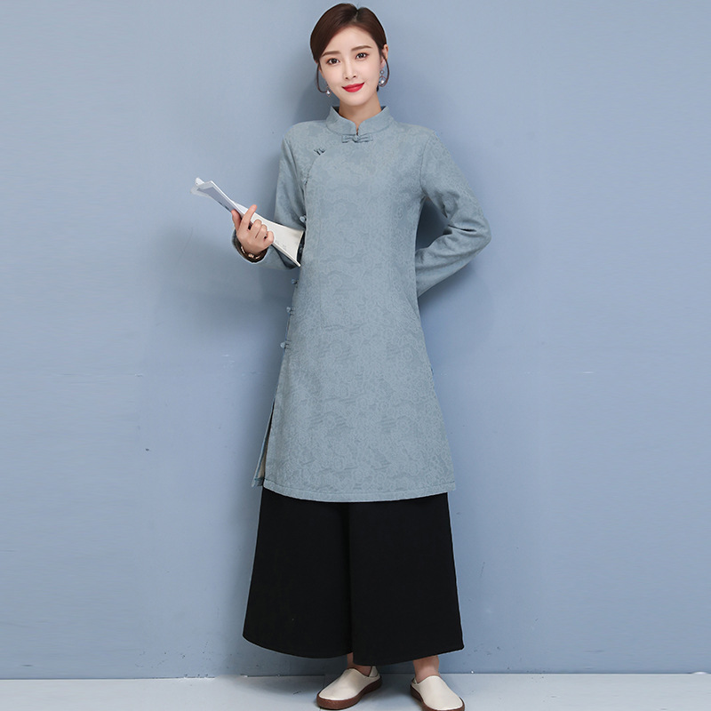 Новое поступление, современный Чонсам chongsam в традиционном китайском стиле baju, Длинная женская одежда hanfu для осени, весны и зимы
