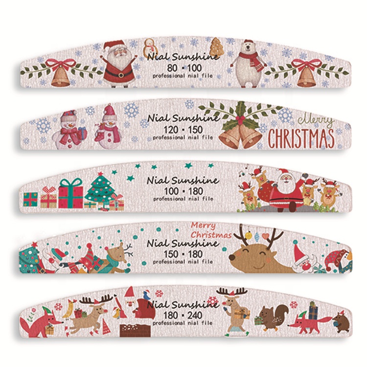High Quality Eva Christmas Moon Shape Double Sided Emery Nail File Poly Nail Extension Gel and Acrylic Nails Manicure Tools