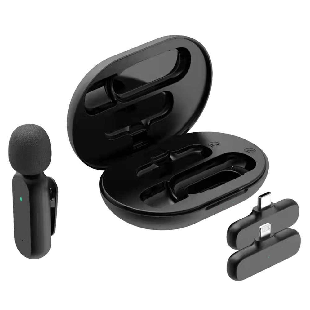 Нагрудный микрофон Plug-Play 2,4 ГГц с зажимом, шумоподавление/Автоматическая синхронизация, беспроводной петличный микрофон с зарядным чехлом