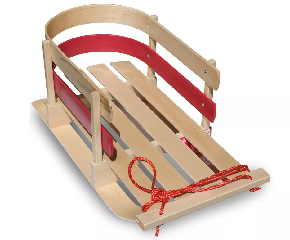 ski toboggan sledge kids sled wood adult push leg wheels sled snow