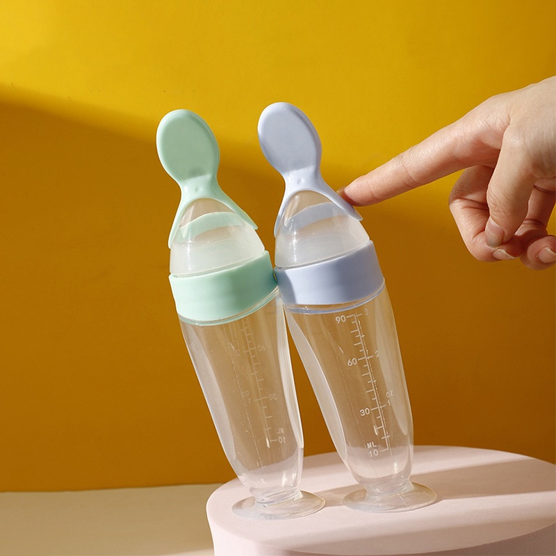 New Baby Silicone Rice Paste Spoon Juice Supplementary Feeding Bottle Squeeze Feeding Spoon Baby Supplementary Feeding Device
