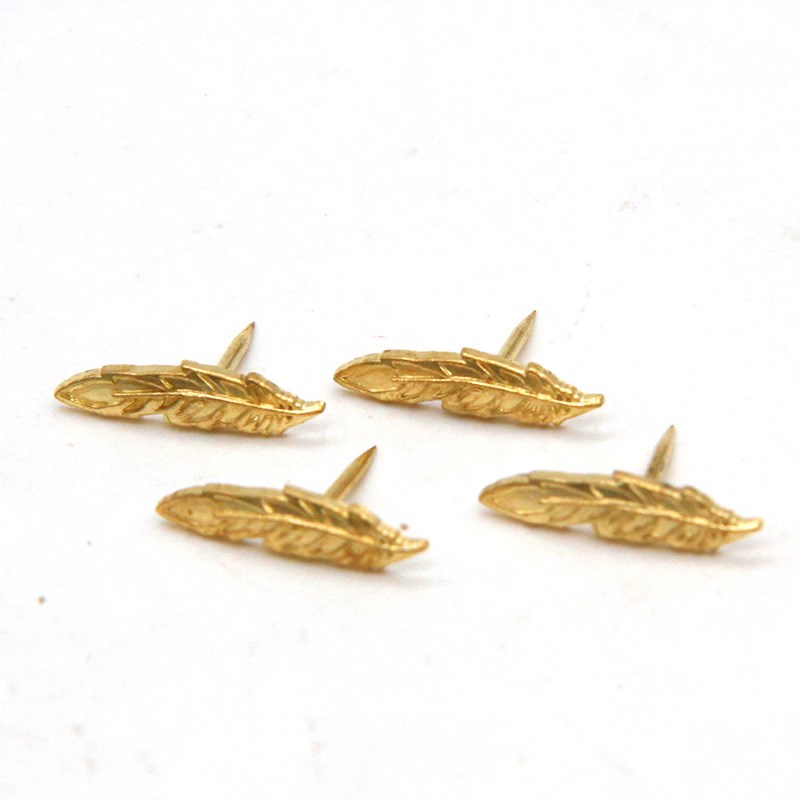 Customized feather shaped metal pin metal push pin thumb tack
